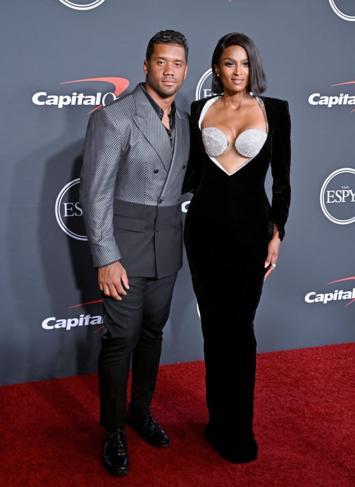 Russell Wilson and Ciara attend the 2022 ESPYs at Dolby Theatre on July 20, 2022 in Hollywood, California.